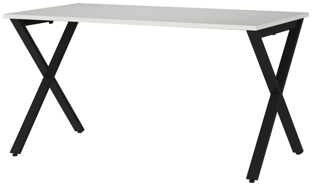 SCHREIBTISCH 140/80/75 cm Schwarz, Hellgrau in verschiedenen Holz-Dekoren erhältlich, justierbare Füße  - Hellgrau/Schwarz, MODERN, Holzwerkstoff/Metall (140/80/75cm) - Novel