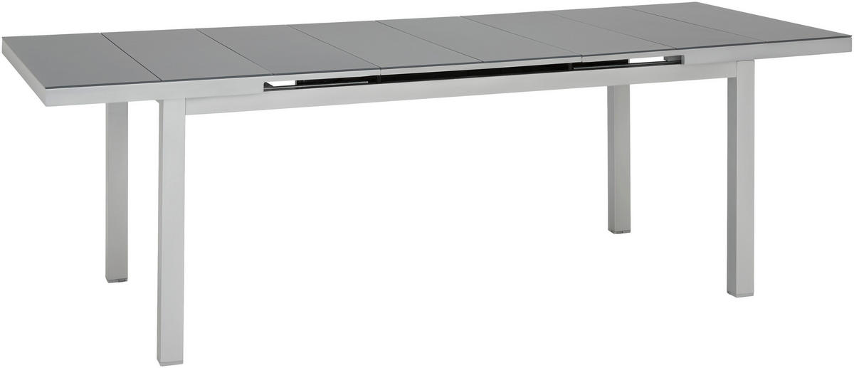 Masă grădină & terasă 180-240/100/76 cm   - argintiu/gri închis, Basics, sticlă/metal (180-240/100/76cm) - Ambia Garden