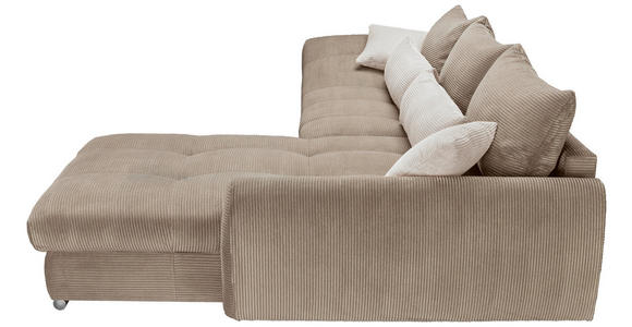 ECKSOFA Naturfarben, Taupe Cord  - Taupe/Chromfarben, KONVENTIONELL, Textil/Metall (335/225cm) - Carryhome