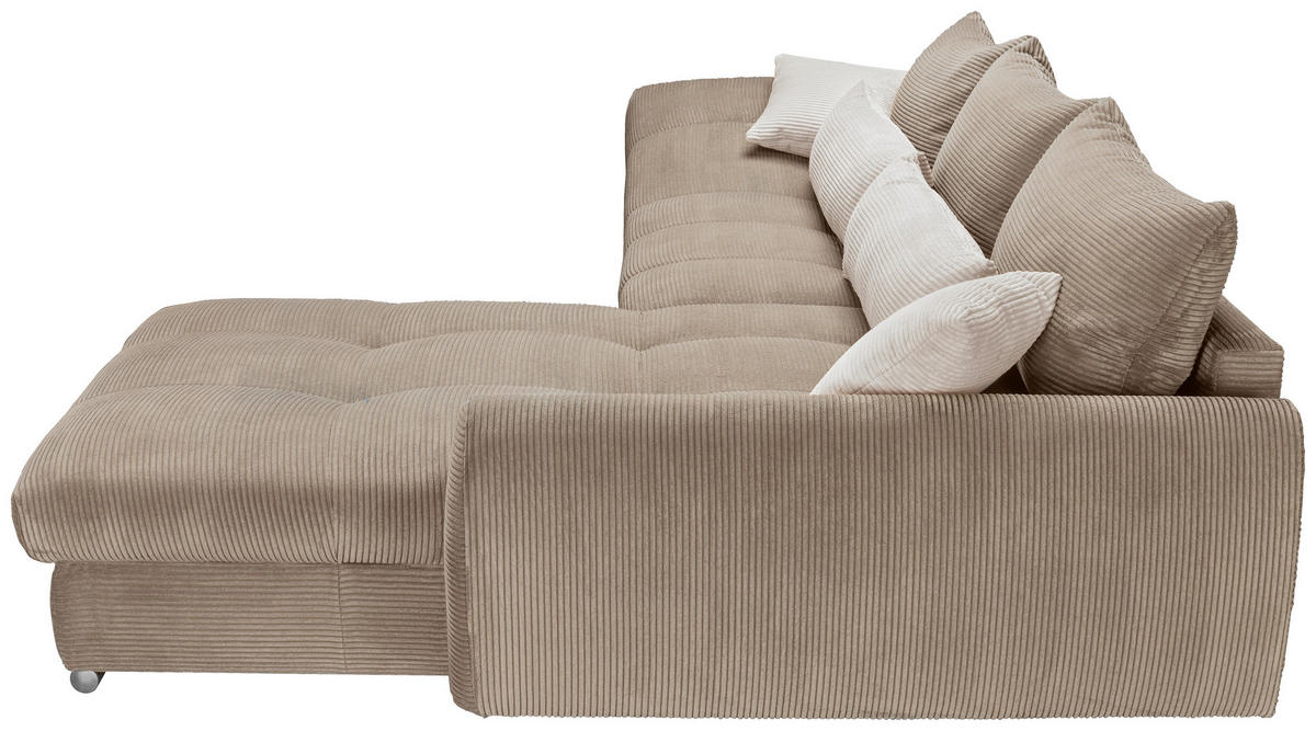 ECKSOFA Naturfarben, Taupe Cord  - Taupe/Chromfarben, KONVENTIONELL, Textil/Metall (335/225cm) - Carryhome