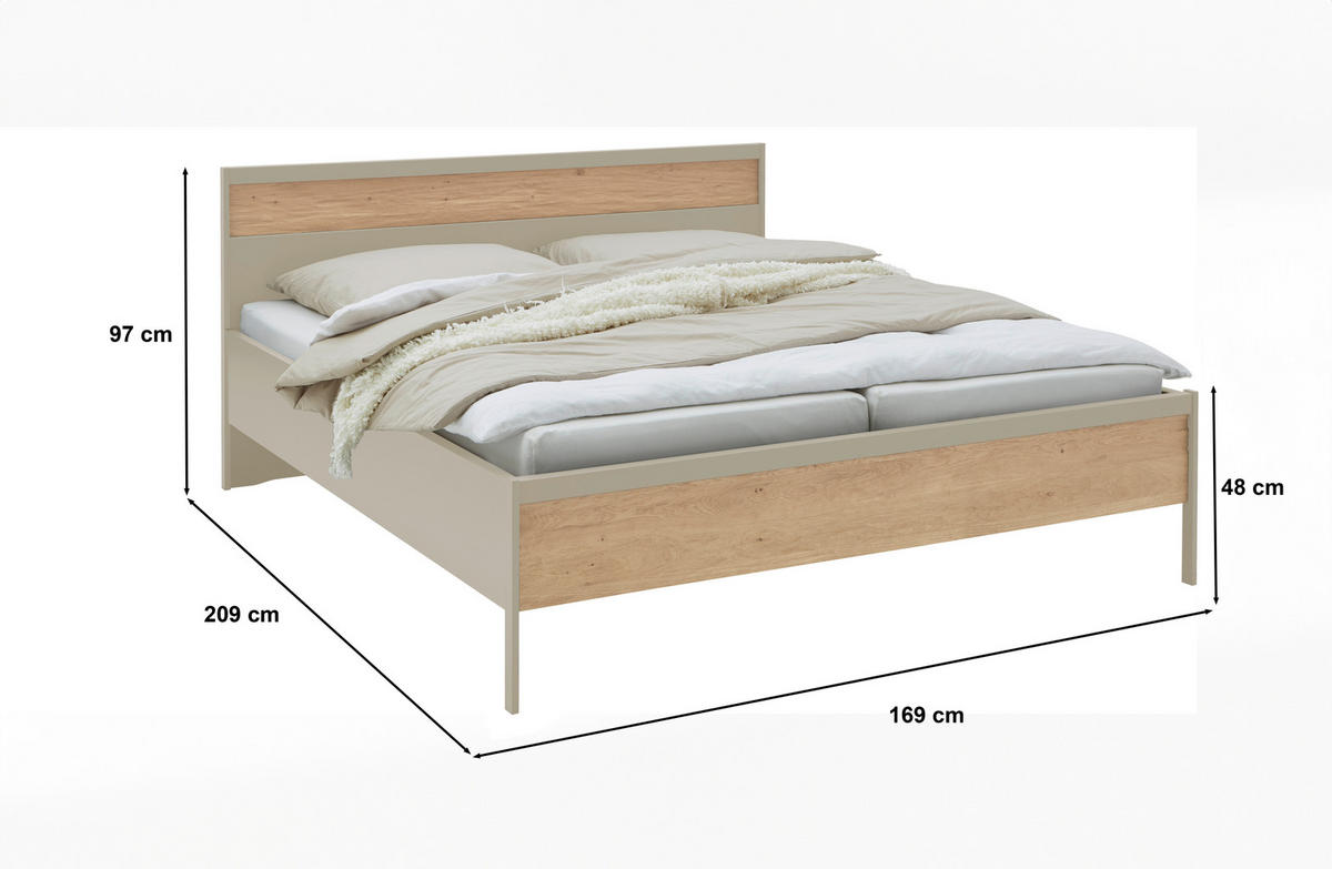 BETT 160/200 cm  in Eichefarben, Champagner   - Champagner/Eichefarben, Konventionell, Holz/Holzwerkstoff (160/200cm) - Dieter Knoll