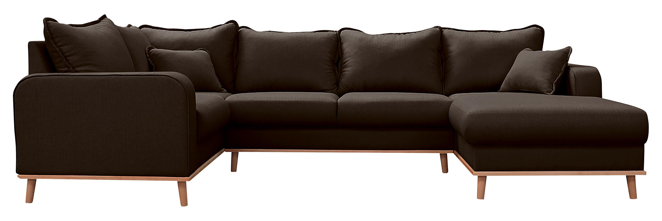 WOHNLANDSCHAFT Dunkelbraun Textilgeflecht  - Wengefarben/Dunkelbraun, Design, Holz/Textil (167/296/170cm) - Livetastic
