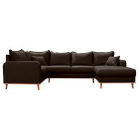 WOHNLANDSCHAFT Dunkelbraun Textilgeflecht  - Wengefarben/Dunkelbraun, Design, Holz/Textil (167/296/170cm) - Livetastic