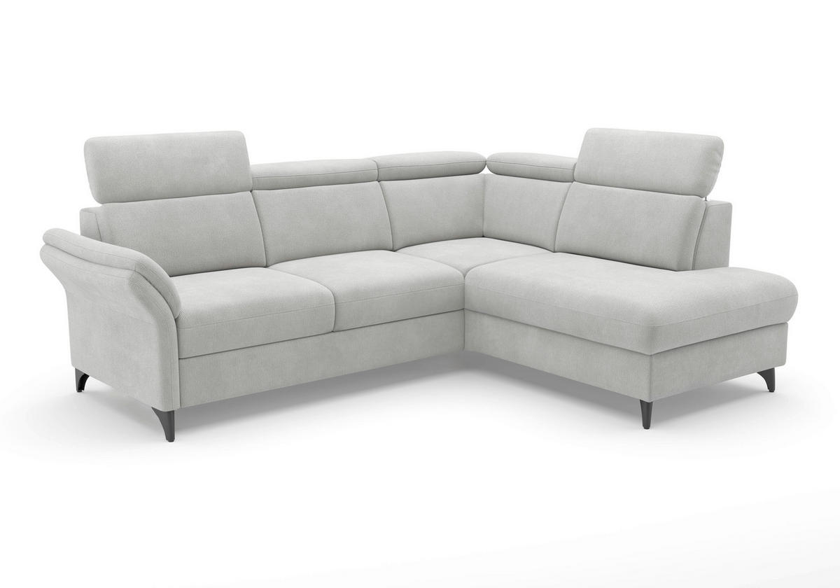 ECKSOFA Flachgewebe Silberfarben  - Silberfarben/Schwarz, Konventionell, Textil/Metall (247/193cm) - Sit & More