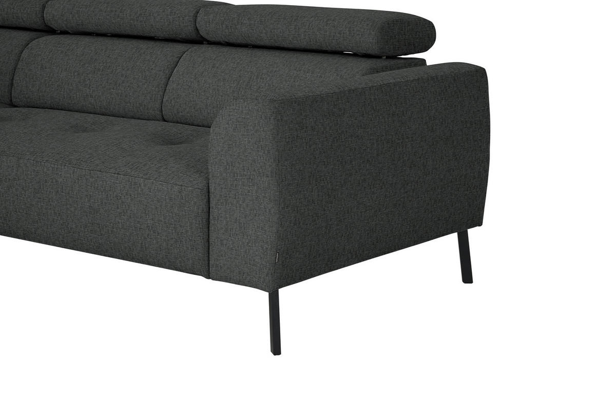 ECKSOFA in Chenille Dunkelgrau  205/280 cm  - Dunkelgrau/Schwarz, Design, Textil/Metall (205/280cm) - Xora