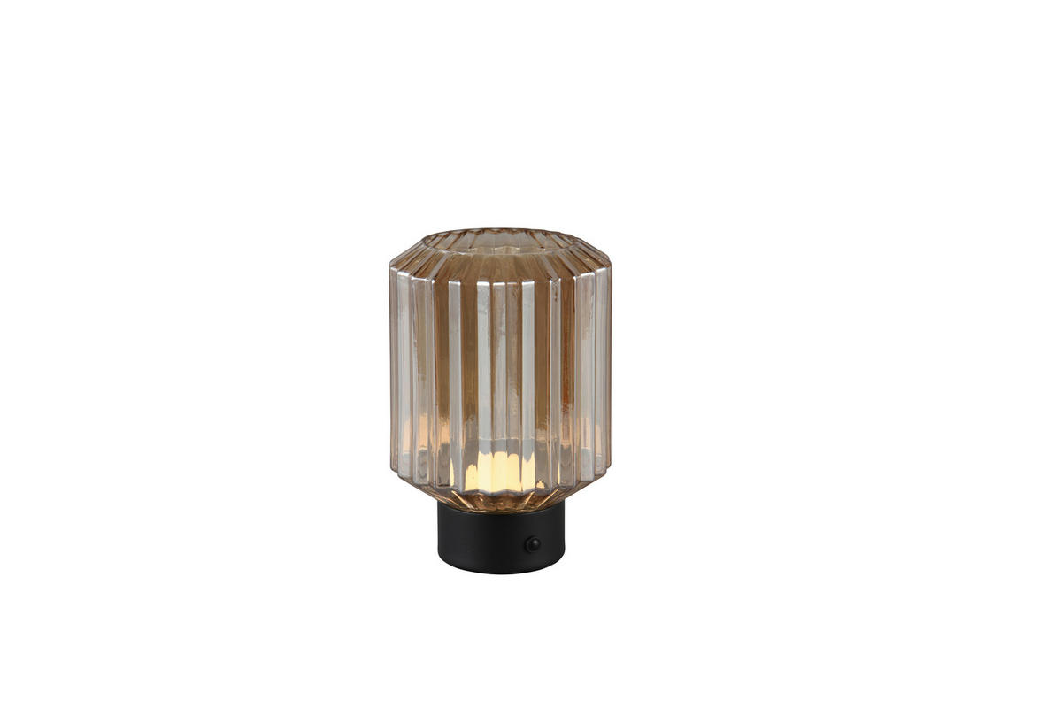 AKKU-TISCHLEUCHTE - Schwarz/Braun, Konventionell, Glas/Metall (13/19,5cm)
