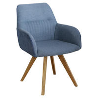 ARMLEHNSTUHL   Webstoff  Blau, Eichefarben  - Blau/Eichefarben, KONVENTIONELL, Holz/Textil (61/88/69cm) - Linea Natura