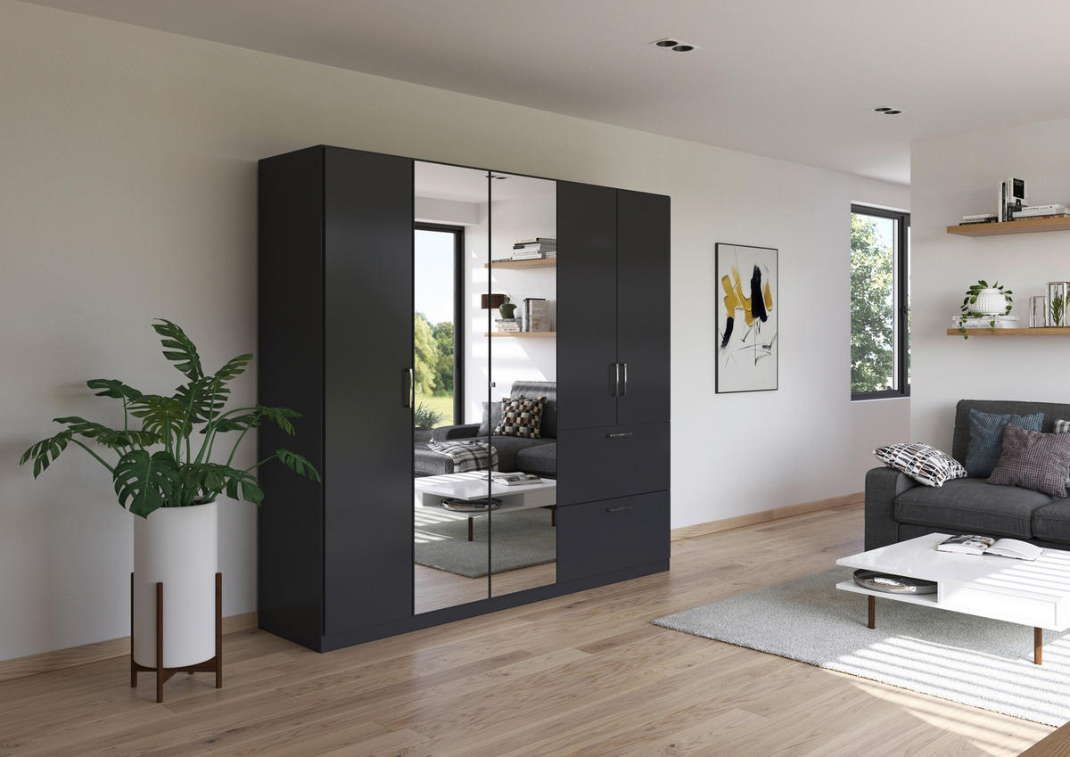 DREHTÜRENSCHRANK in Grau  - Chromfarben/Grau, Modern, Holzwerkstoff/Kunststoff (225/210/54cm) - Rauch Möbel