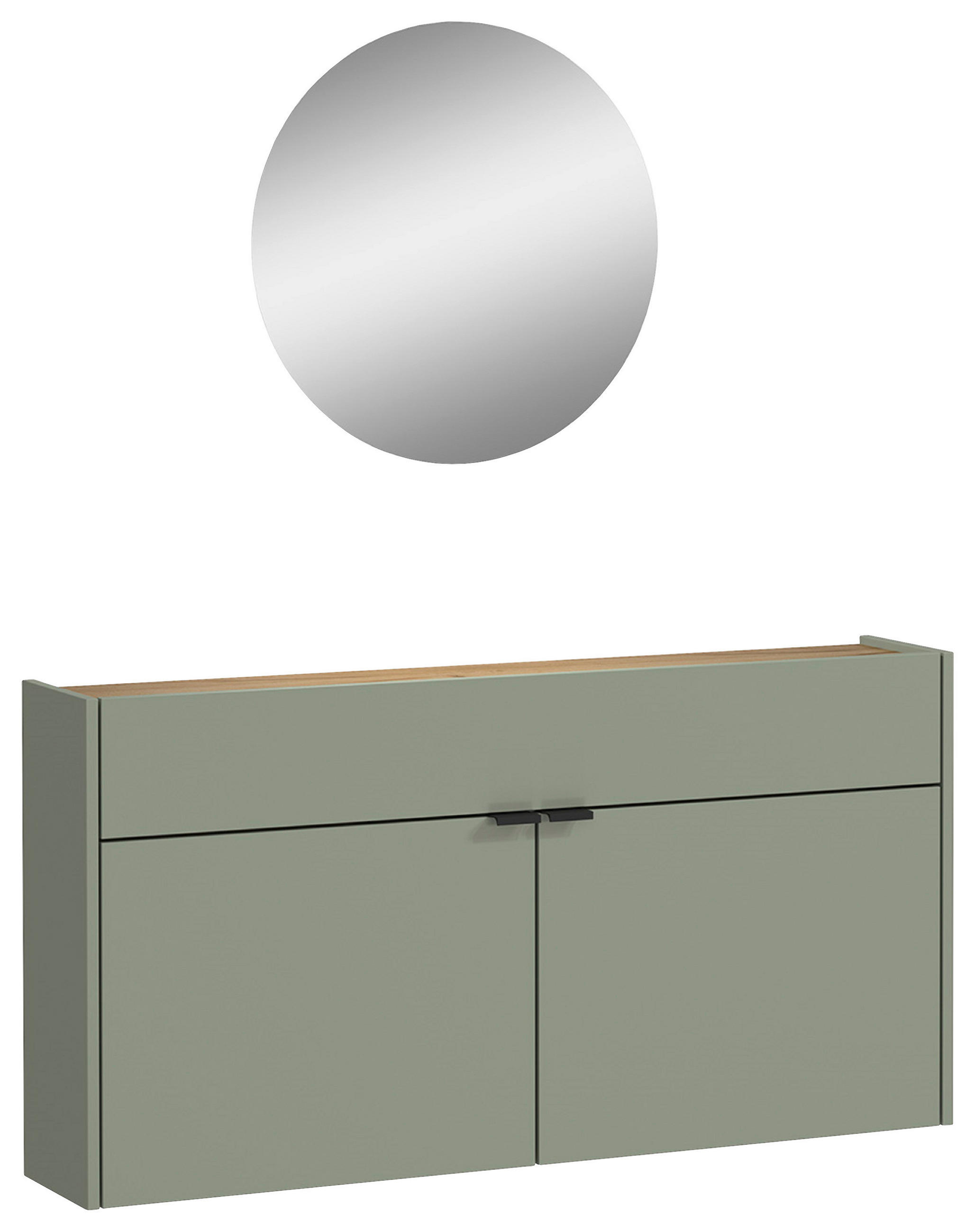 GARDEROBE 2-teilig  in 110/200/22 cm  - Eichefarben/Grün, Design, Glas/Holzwerkstoff (110/200/22cm)