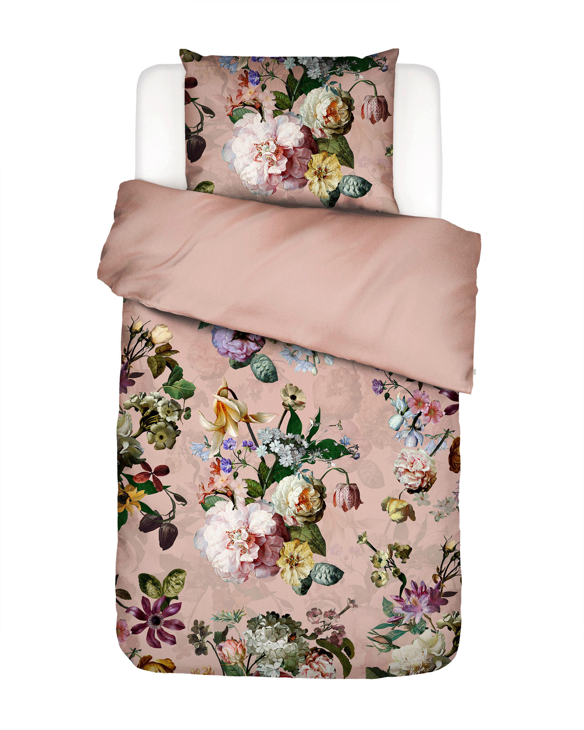 WENDEBETTWÄSCHE FLEUR Satin 155/220 cm  - Hellrosa, KONVENTIONELL, Textil (155/220cm) - Essenza