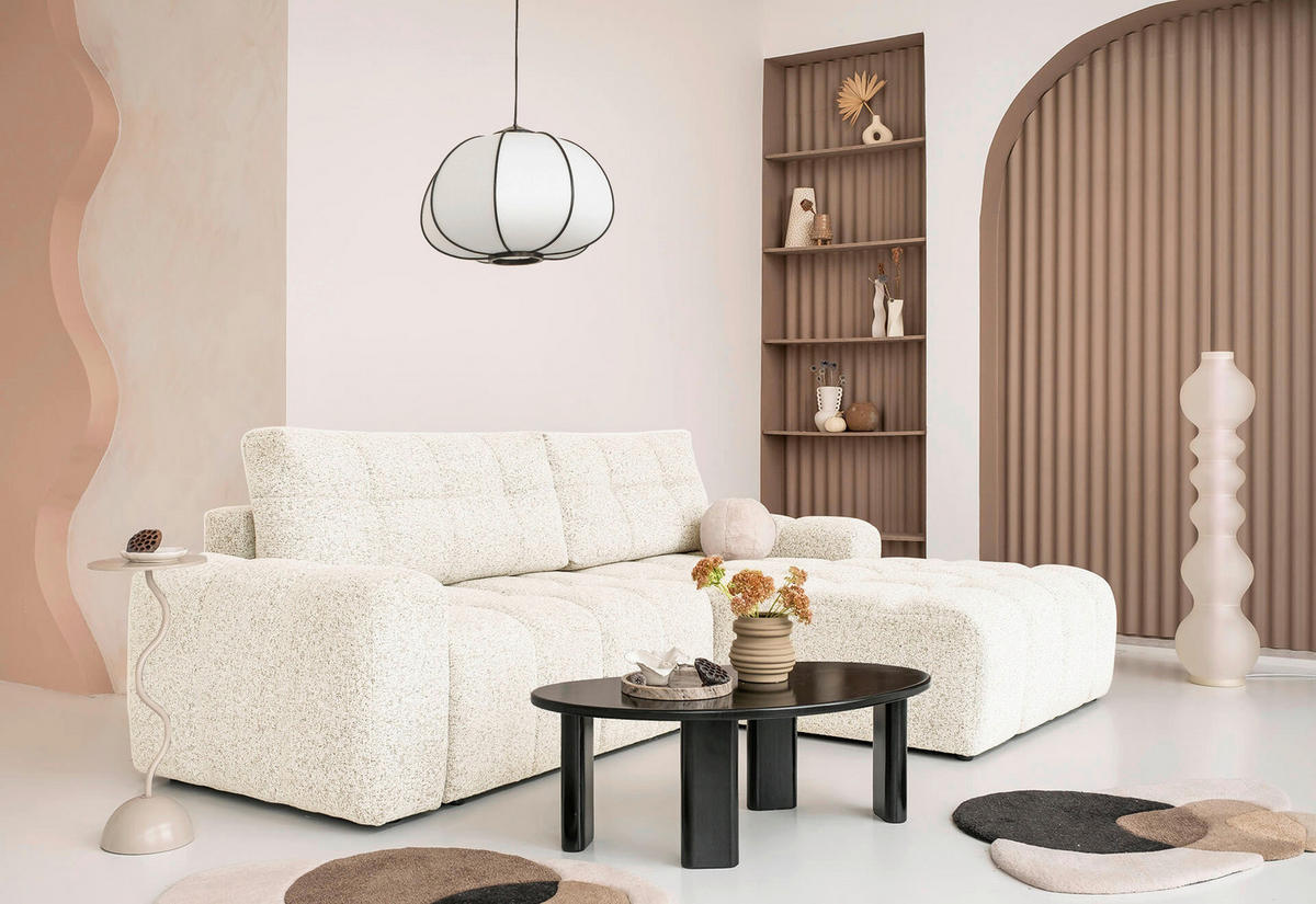 ECKSOFA  Beige  - Beige/Schwarz, Design, Kunststoff/Textil (268/184cm) - MID.YOU