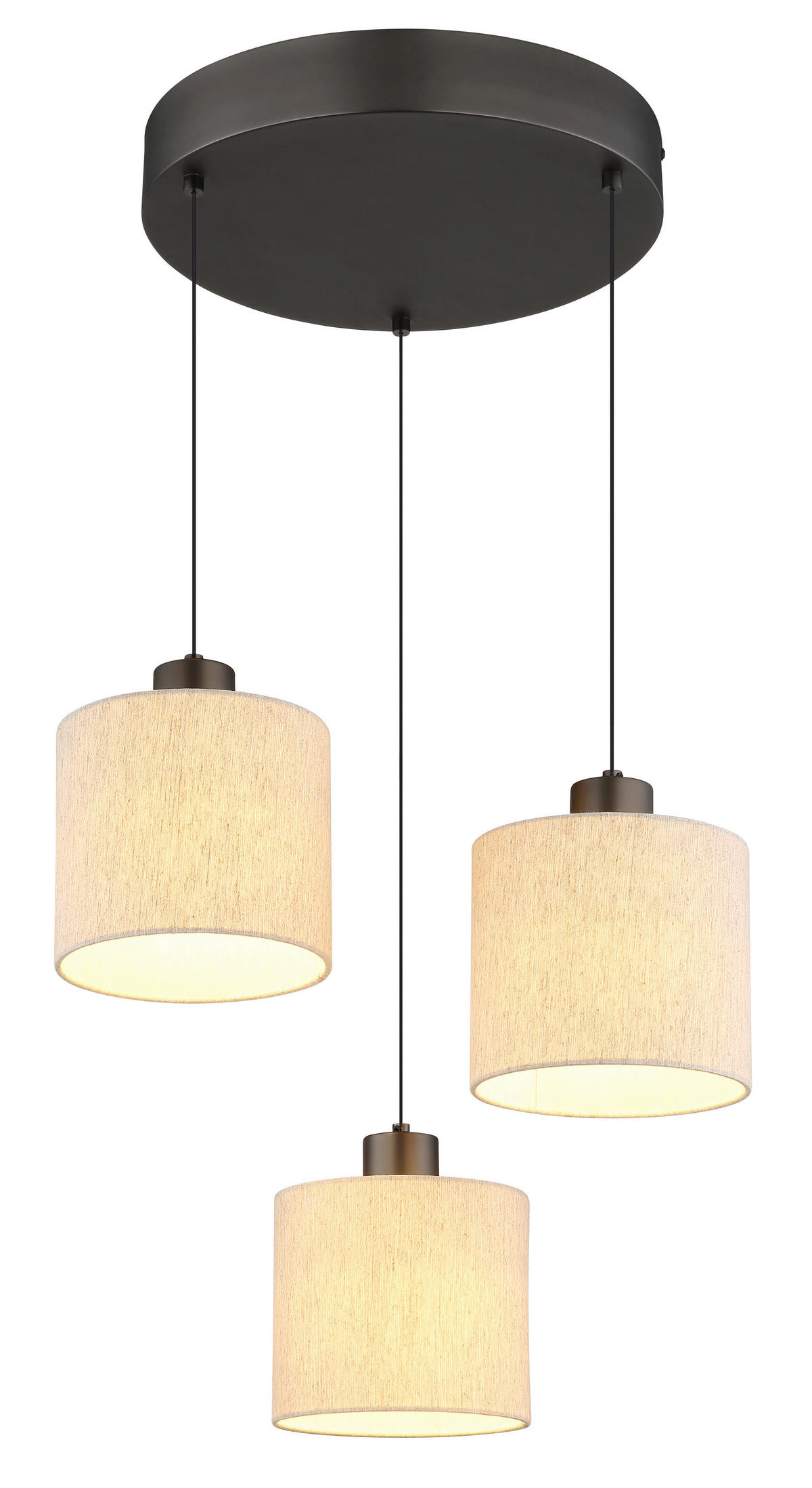 LED-HÄNGELEUCHTE 49/180 cm  - Schwarzchrom/Creme, Design, Kunststoff/Textil (49/180cm) - Globo