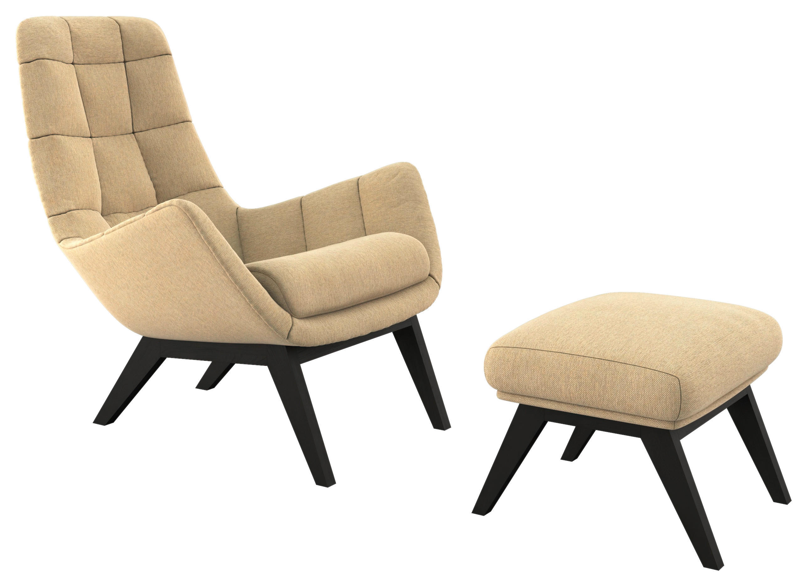 SESSELSET Flachgewebe Hocker    - Beige/Schwarz, Design, Holz/Textil (84/95/96cm) - MID.YOU