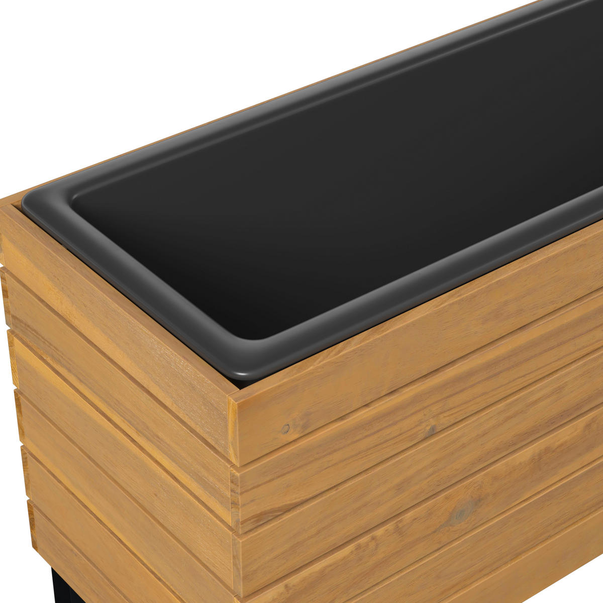 UZDIGNUTA LEJA - boja akacije/crna, Moderno, drvo/metal (69/41/26cm) - Bessagi Garden