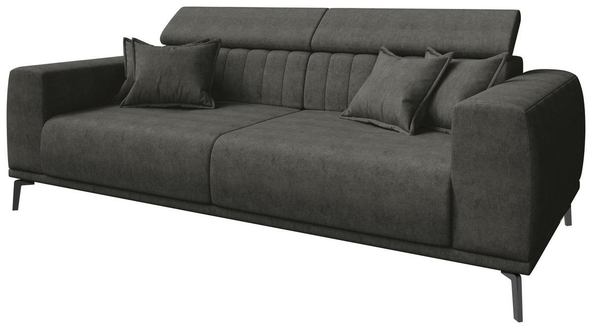 3-SITZER-SOFA Webstoff Dunkelgrau  - Dunkelgrau/Schwarz, KONVENTIONELL, Textil/Metall (240/80/110cm) - Carryhome