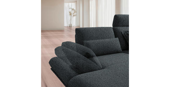 ECKSOFA  in Flachgewebe Anthrazit  155/234 cm  - Anthrazit/Schwarz, Design, Textil/Metall (155/234cm) - Dieter Knoll