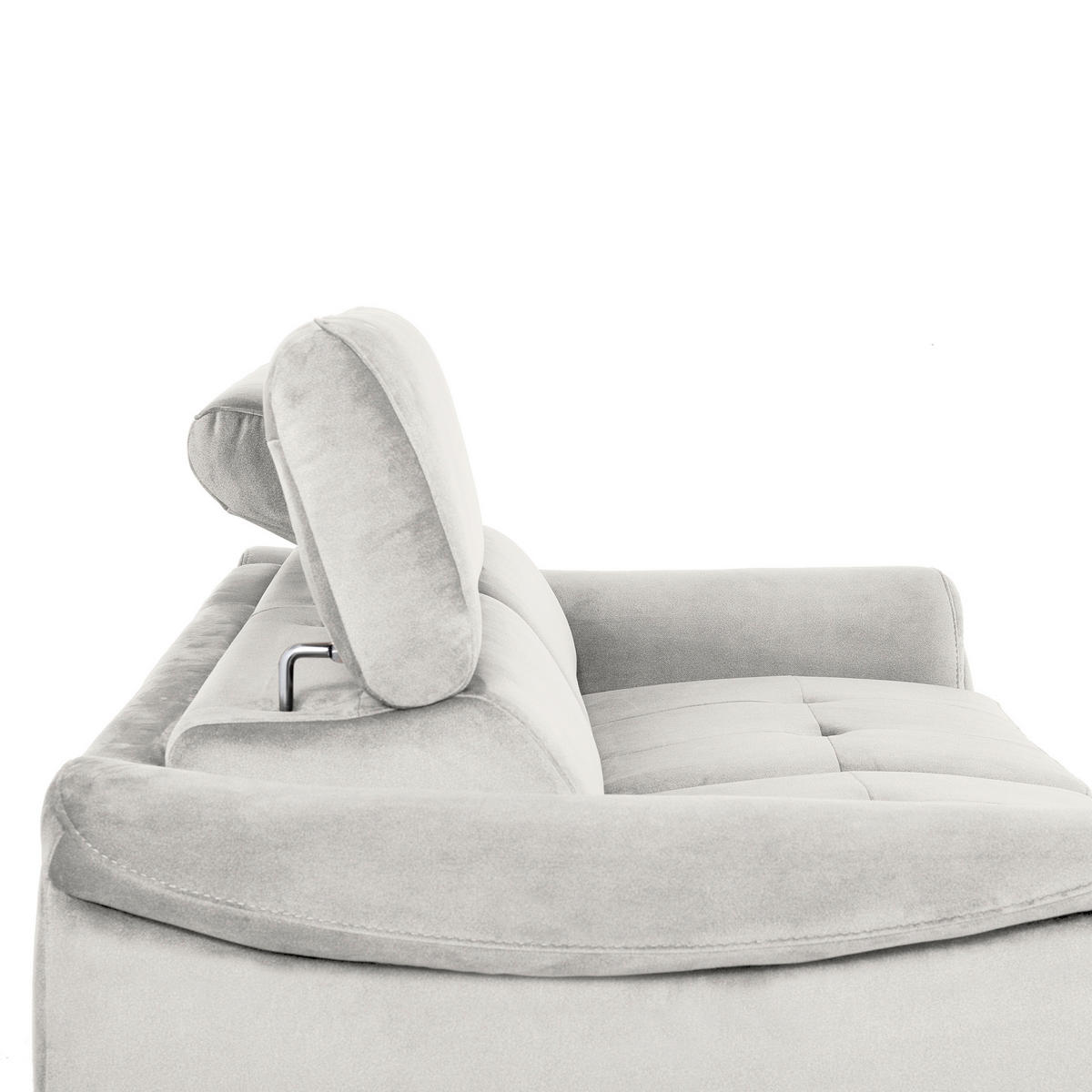 SCHLAFSOFA Samt Hellgrau  - Chromfarben/Hellgrau, Design, Textil/Metall (203/77-98/103cm) - MID.YOU