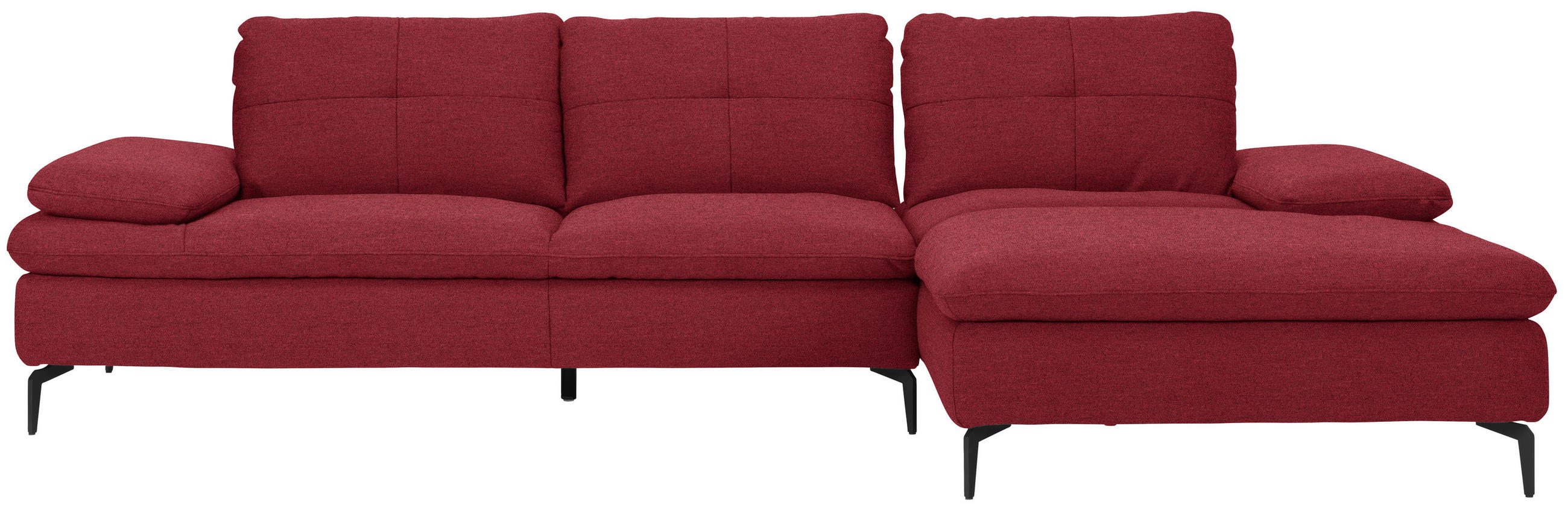 ECKSOFA in Webstoff Bordeaux  - Bordeaux/Schwarz, Design, Textil/Metall (301/179cm) - Chilliano