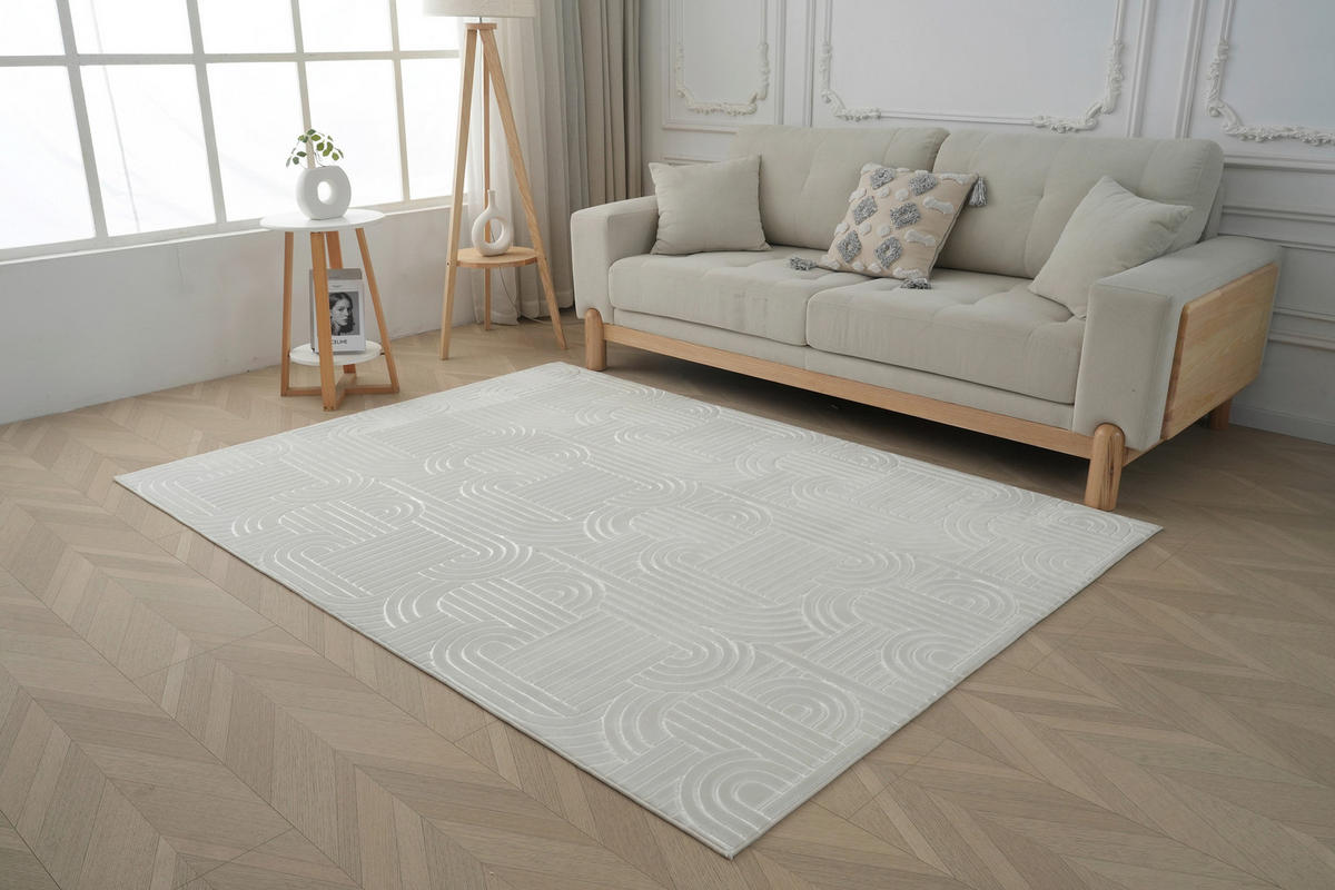FLACHWEBETEPPICH  Wohnzimmer 200/290 cm Calma Silberfarben rechteckig  - Silberfarben, Basics, Textil (200/290cm) - Kayoom