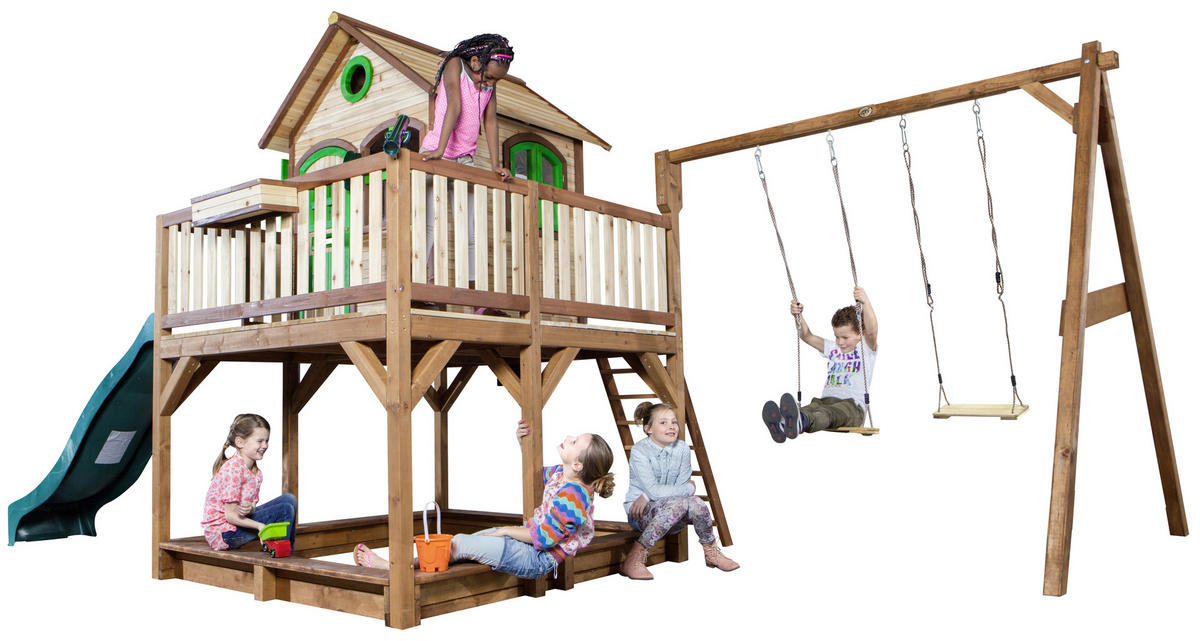 SPIELTURM 588/305/270 cm SPIELTURM AXI LIAM  - Braun, Basics, Holz (588/305/270cm) - Ambia Garden