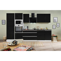 KÜCHENBLOCK 345 cm   in Schwarz Hochglanz  - Schwarz Hochglanz/Graphitfarben, Basics, Holzwerkstoff (345cm) - Respekta