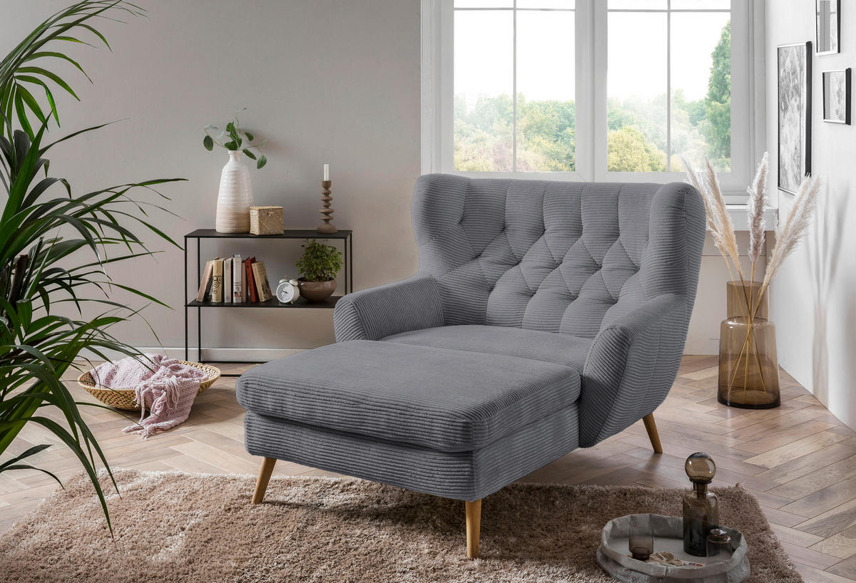 XXL-SESSEL in Cord Grau  - Grau, Design, Holz/Textil (120/101/165cm) - Stylife