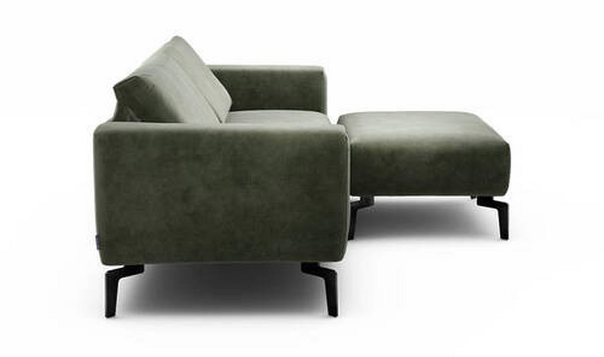 2,5-Sitzer inkl. Hocker in Samt Waldgrün  - Waldgrün/Schwarz, Design, Textil/Metall (220/86/86-94cm) - SENSOO