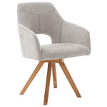 ARMLEHNSTUHL  Stoffauswahl, Sitzfläche 180° drehbar, automatische Rückholfunktion Webstoff  - Wildeiche/Hellgrau, KONVENTIONELL, Holz/Textil (57/84/57cm) - Voleo