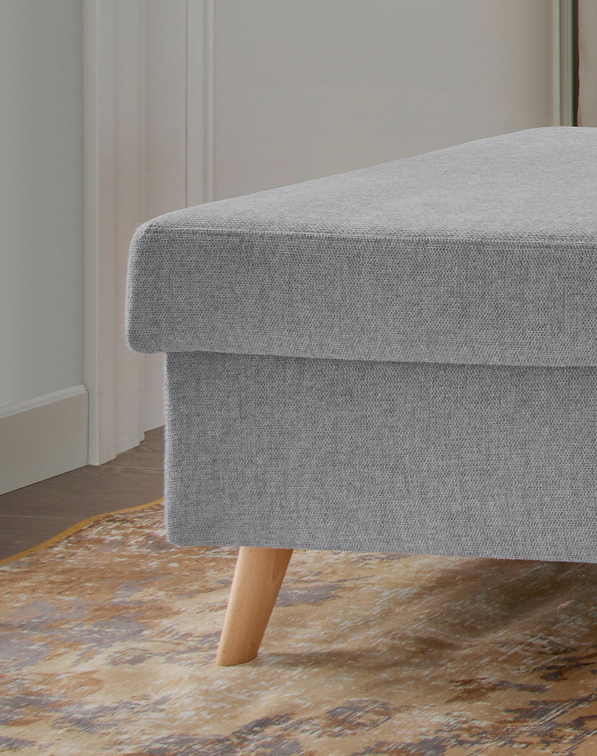 HOCKER in Textil Dunkelgrau  - Dunkelgrau/Naturfarben, Design, Holz/Textil (61/43/61cm) - P & B