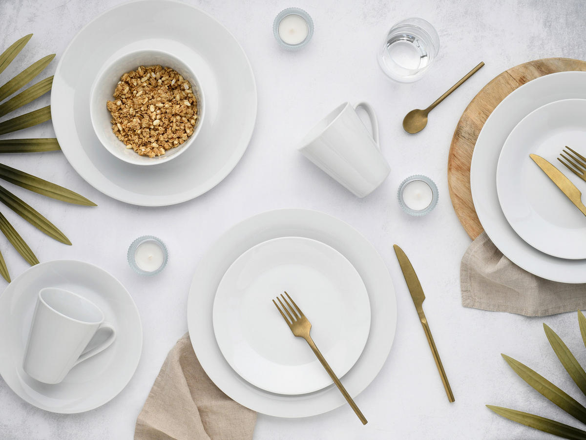KOMBISERVICE Weiß Base Weiß 24-teilig 6 Personen  - Weiß, Basics, Keramik - Creatable