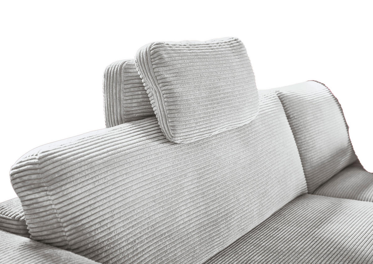 ECKSOFA in Cord Grau  296/168 cm  - Schwarz/Grau, Design, Kunststoff/Textil (296/168cm) - Pure Home Lifestyle