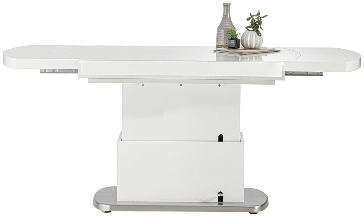 COUCHTISCH in Metall, Glas, Holzwerkstoff 120/75/50 cm  - Silberfarben/Weiß, KONVENTIONELL, Glas/Holzwerkstoff (120/75/50cm) - Venda