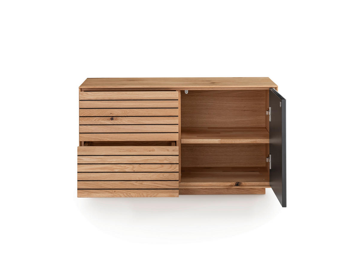 GARDEROBENBANK  in 80/44/37 cm  - Eichefarben/Weiß, Natur, Glas/Holz (80/44/37cm) - Linea Natura