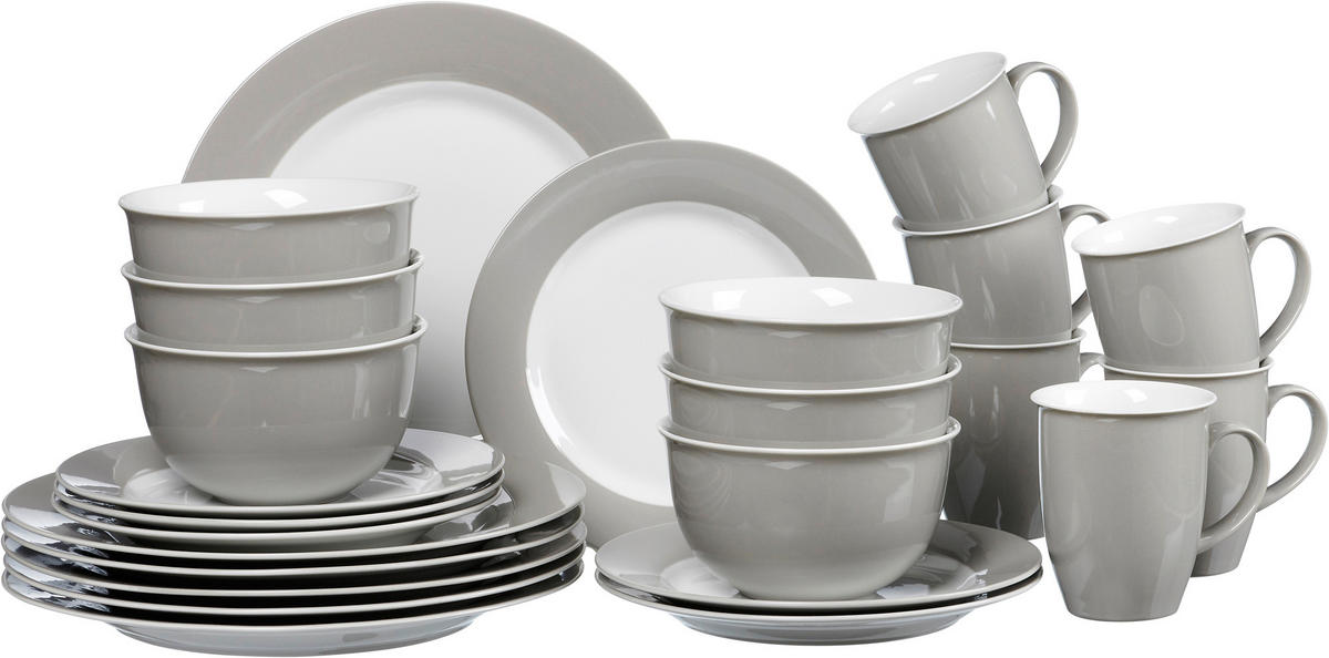 KOMBISERVICE 24-teilig  - Hellgrau, Basics, Keramik (54/36/33cm) - Ritzenhoff Breker