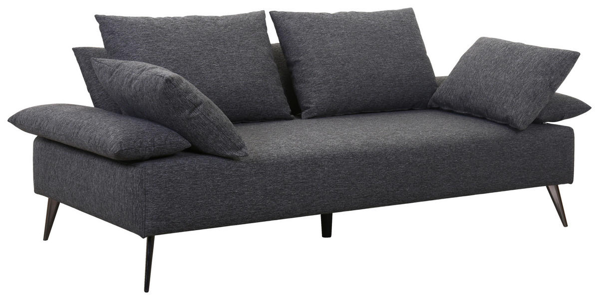 KANAPÉÁGY textil sötétszürke  - fekete/sötétszürke, Design, textil/fém (207/85/90cm) - Livetastic