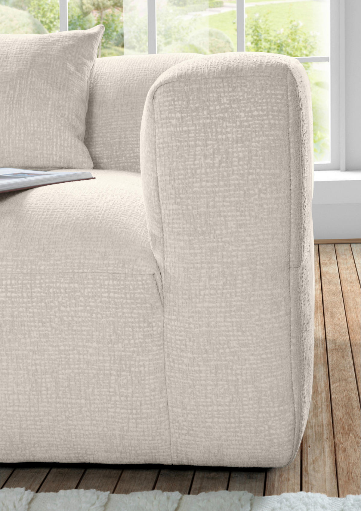 ECKSOFA in Flachgewebe Hellbraun  - Hellbraun/Schwarz, Konventionell, Kunststoff/Textil (170/280cm) - Carryhome