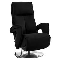 RELAXSESSEL Leder Schwarz  - Chromfarben/Schwarz, Design, Leder/Metall (77/110/87cm) - Valdera