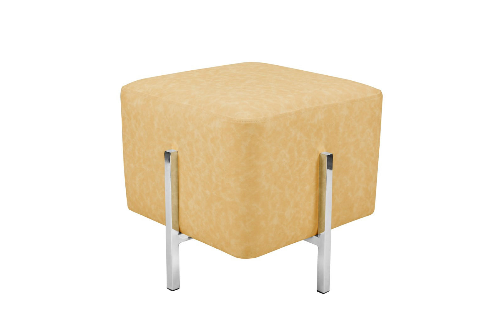 HOCKER in Textil Gelb  - Gelb/Silberfarben, Design, Textil/Metall (42/43/42cm) - Kayoom