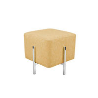 HOCKER Lederlook Gelb  - Gelb/Silberfarben, Design, Textil/Metall (42/43/42cm) - Kayoom