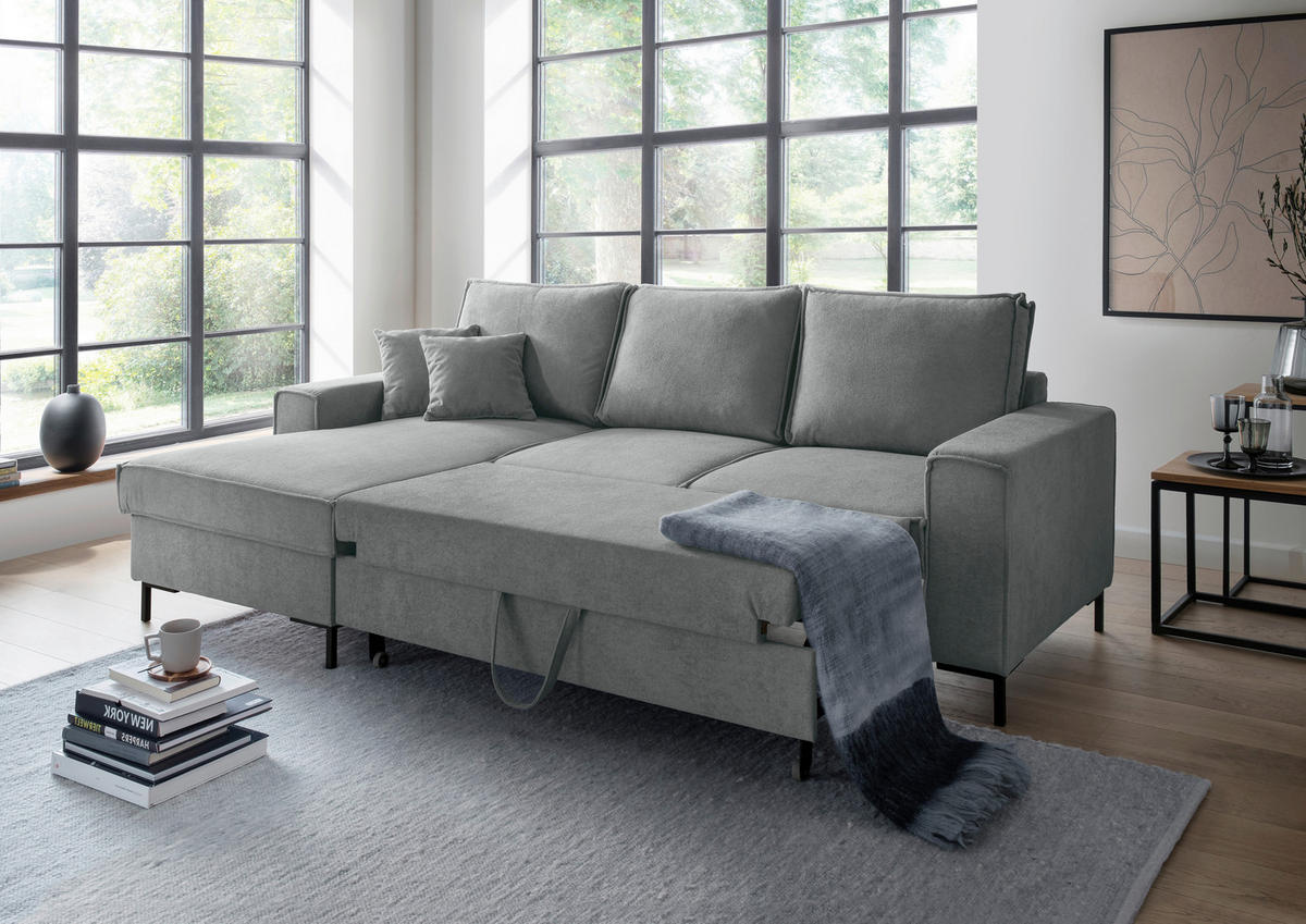 KUTNA GARNITURA tekstil  antracit   - crna/antracit, Moderno, tekstil/metal (150/240cm) - Livetastic