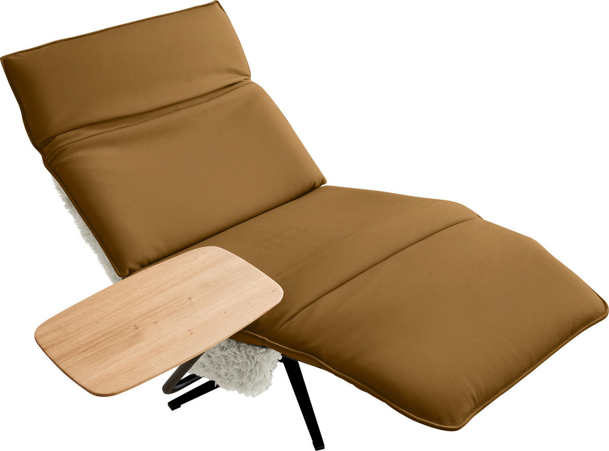 SESSEL in Hochflor Echtleder Beige, Bernsteinfarben  - Beige/Bernsteinfarben, Design, Leder/Textil (84/65/91cm) - Koinor