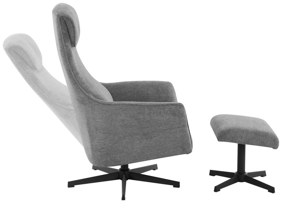 RELAXSESSELSET Mikrofaser    - Schwarz/Grau, Design, Textil/Metall (76/110/85.5cm) - Welnova