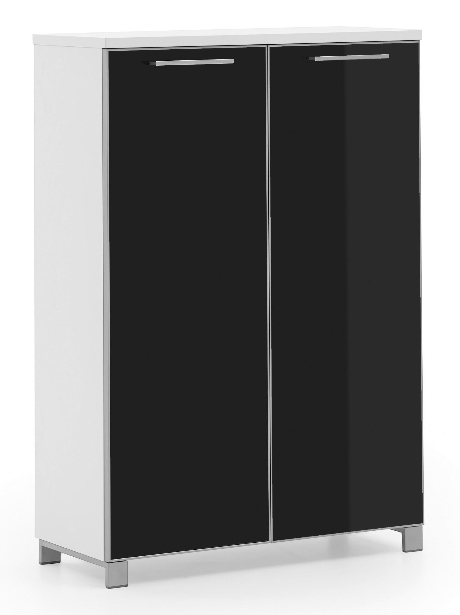SCHUHSCHRANK Anthrazit, Weiß  - Chromfarben/Anthrazit, Design, Glas/Holzwerkstoff (84/126/37cm)