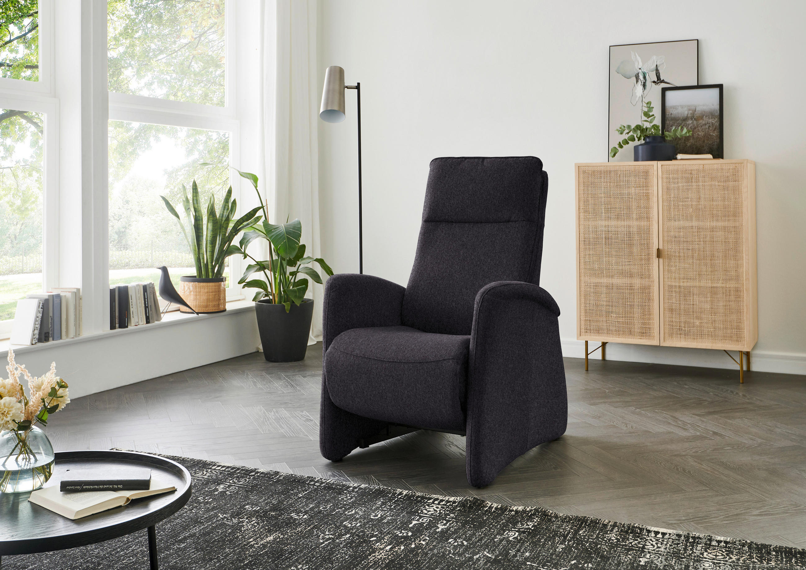 FERNSEHSESSEL in Chenille Anthrazit  - Anthrazit, KONVENTIONELL, Textil (79/114/87-176cm) - Valdera