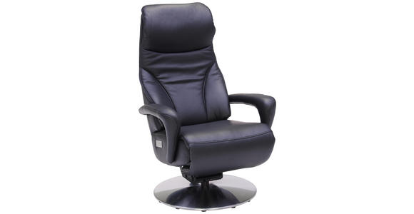 RELAXSESSEL in Leder Schwarz - Edelstahlfarben/Schwarz, Design, Leder/Metall (75/117/88cm) - Dieter Knoll