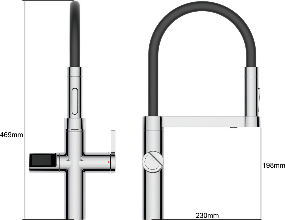 KÜCHENARMATUR  - Schwarz, Basics, Kunststoff (20/43,90/51,60cm)