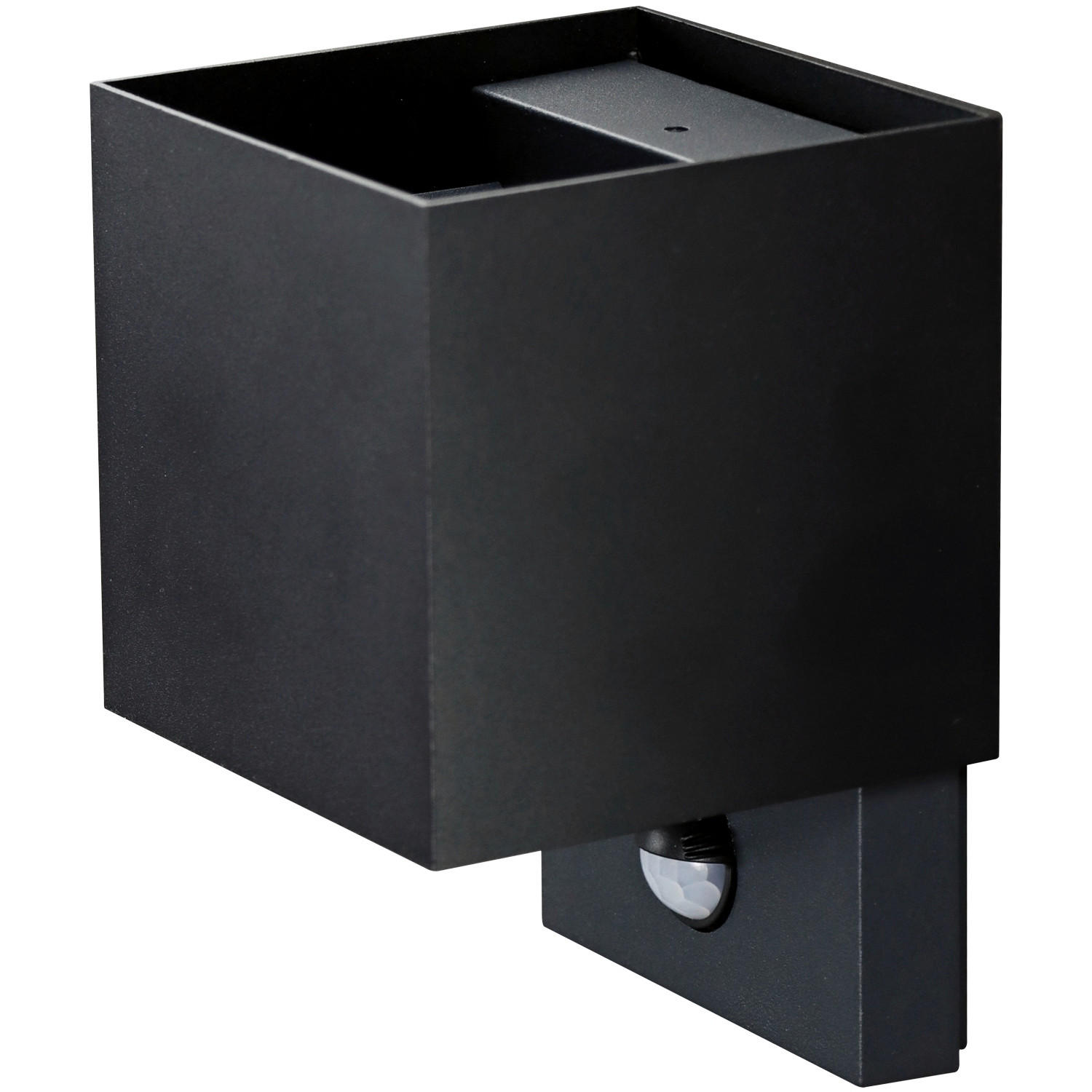 LED-AUSSENLEUCHTE QUBE Sensor 10/10,2/15,1 cm  - Schwarz, Design, Metall (10/10,2/15,1cm)