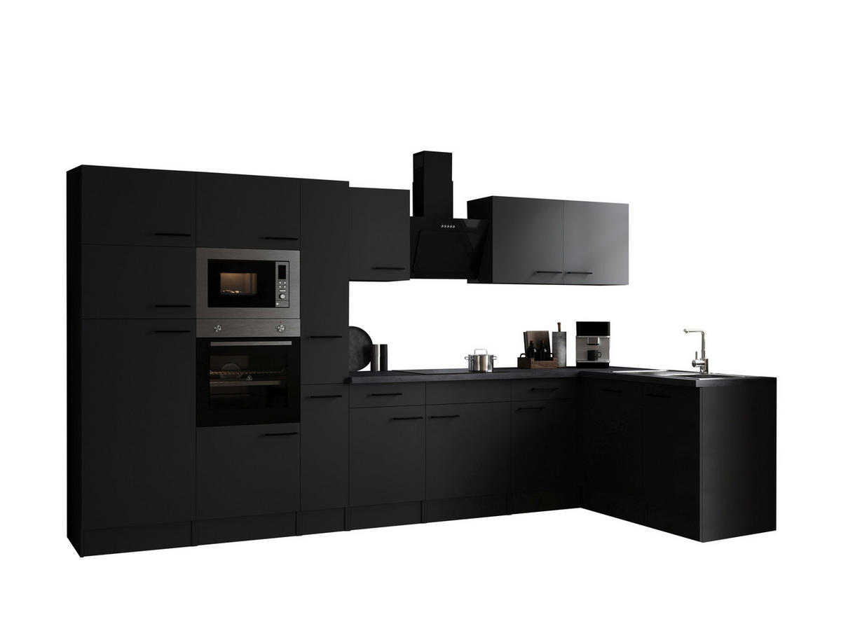 ECKKÜCHE 370/172 cm  in Dunkelgrau  - Dunkelgrau/Schwarz, Design, Holzwerkstoff/Metall (370/172cm) - Respekta