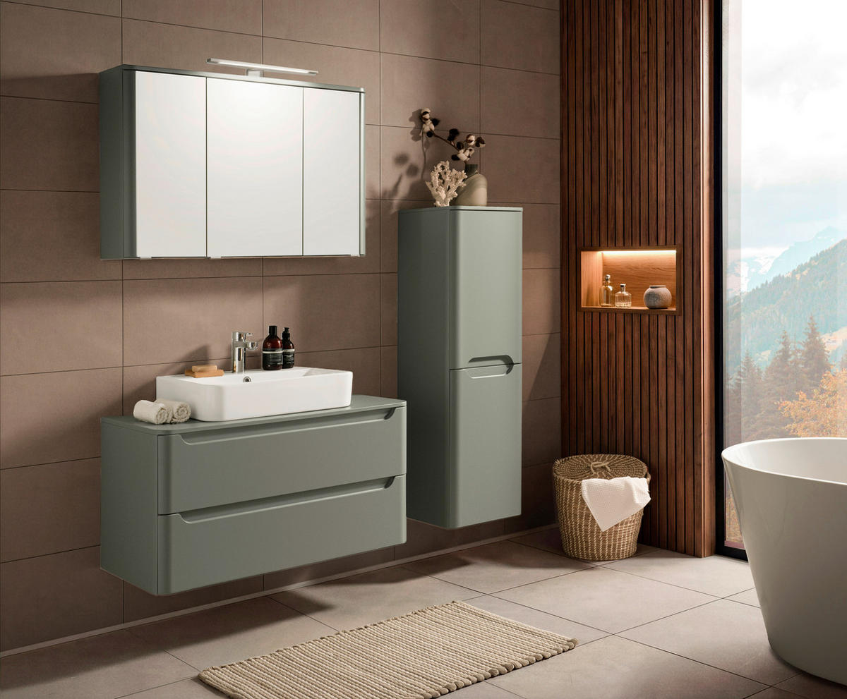 WASCHTISCHKOMBI 101 cm  - Schilfgrün/Weiß, KONVENTIONELL, Keramik/Holzwerkstoff (101cm) - Xora