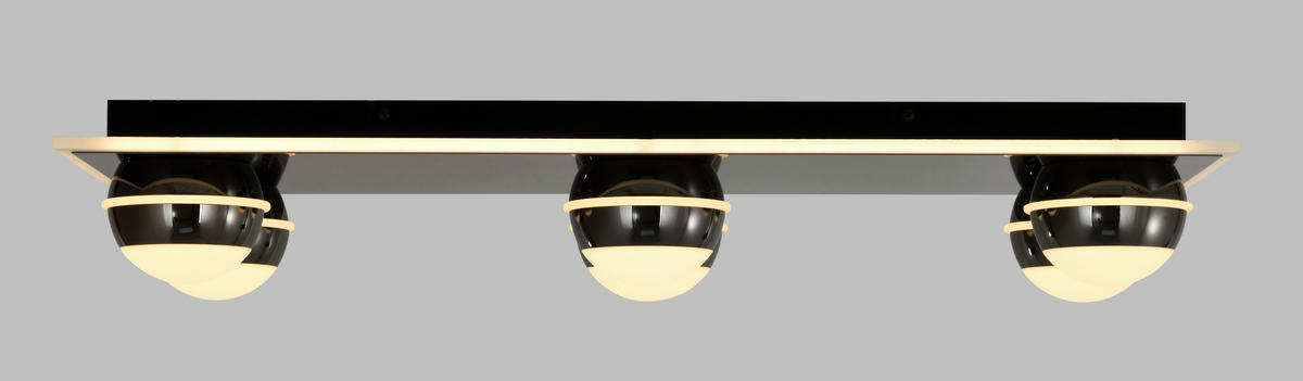 LED-DECKENLEUCHTE Biarritz 74/32/12,5 cm  - Schwarzchrom, Design, Kunststoff/Metall (74/32/12,5cm)
